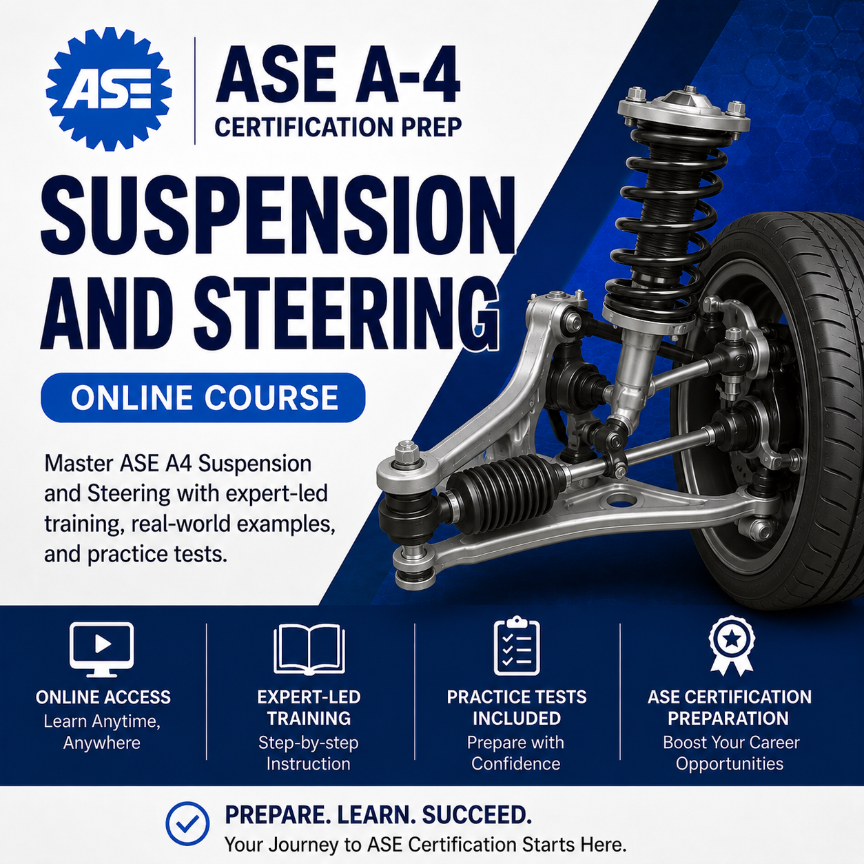 ASE A4 Suspension and Steering Certification Prep Course Online